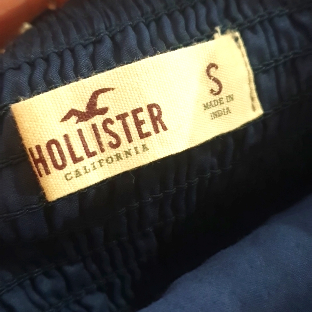 Hollister Size S (approx 10) Long Strapless Navy Blue Aloha Top 100% Cot… - Picture 6 of 8